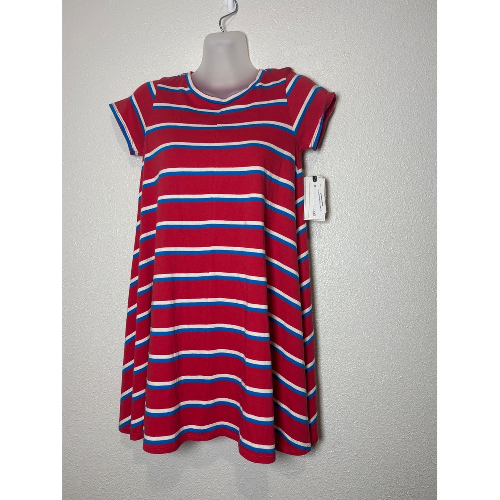 Melrose and Market Girls Red White Blue Striped Short Sleeve Swing Dress L 10/12